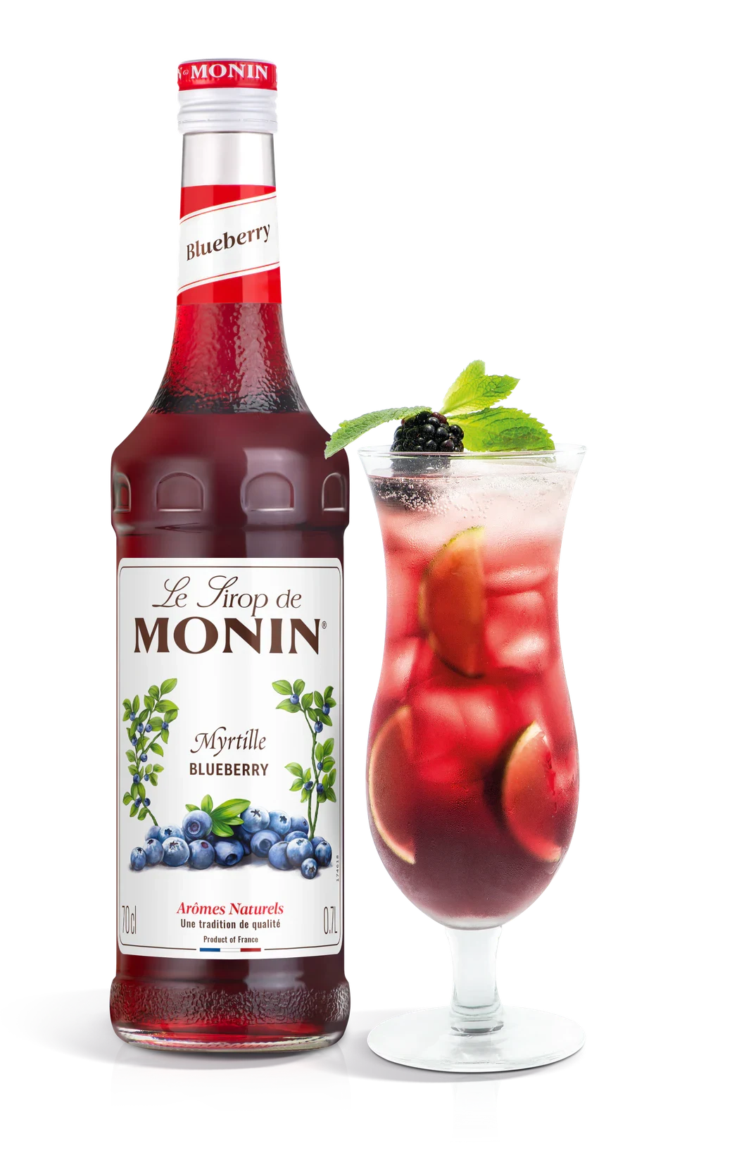 Monin sirup Borůvka 0,7 l – láhev s připraveným nápojem