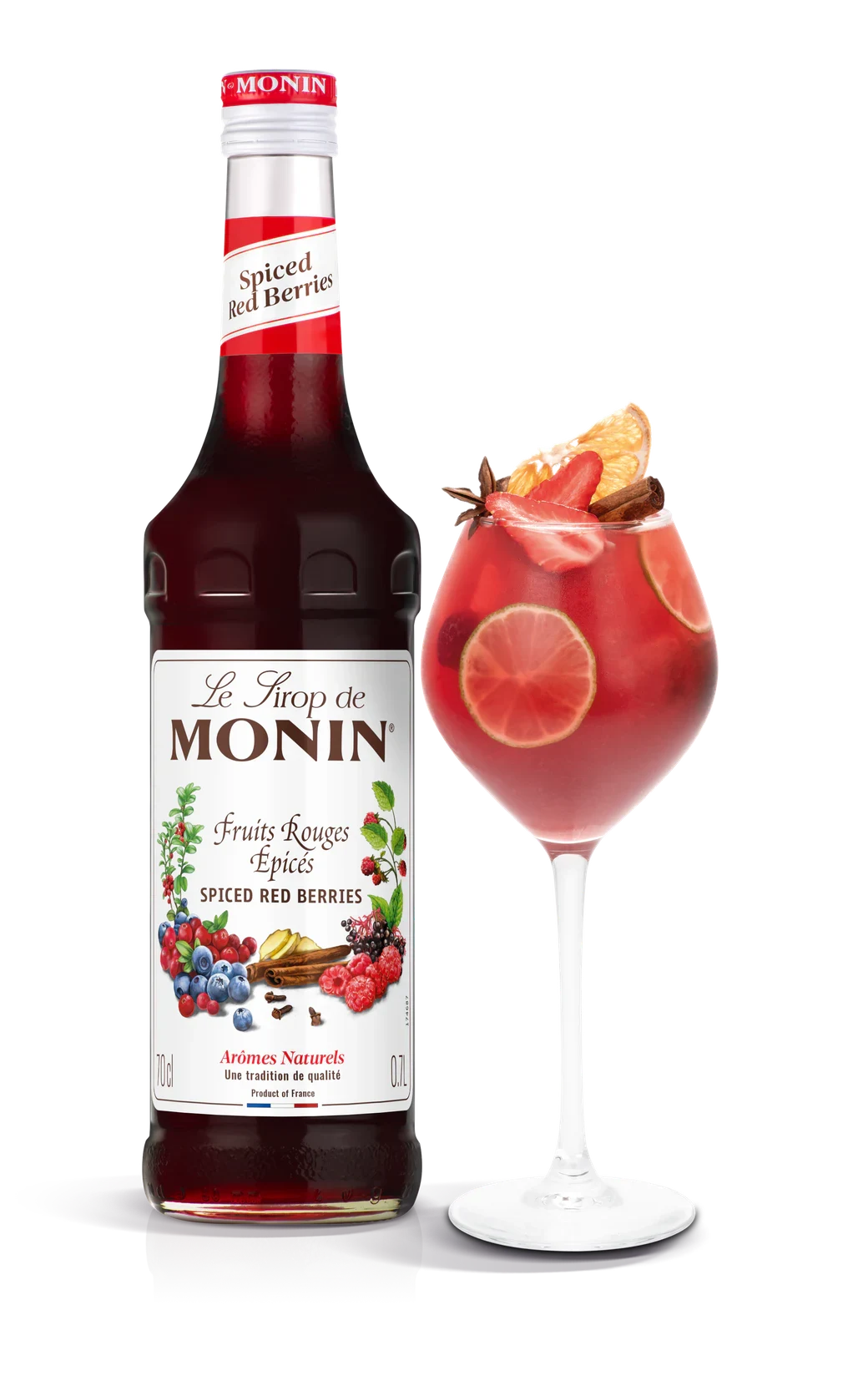 Monin sirup Červené plody kořeněné 0,7 l – láhev s připraveným nápojem