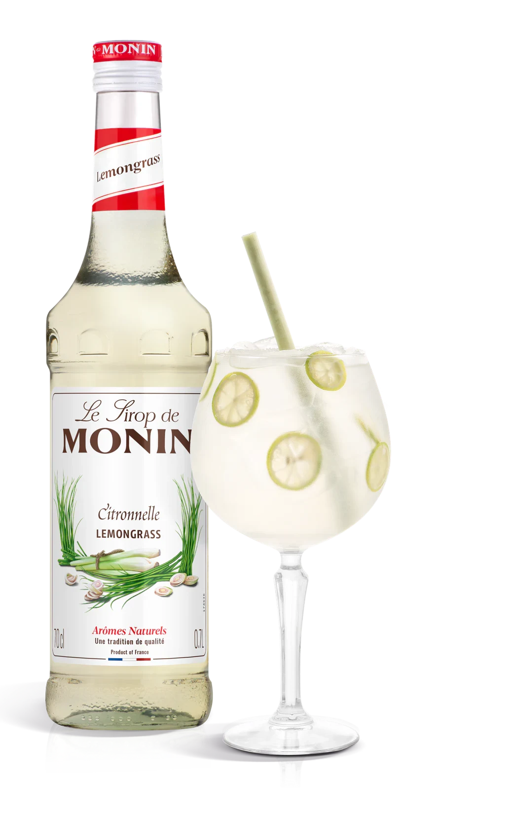 Monin sirup Citrónová tráva 0,7 l – láhev s připraveným nápojem