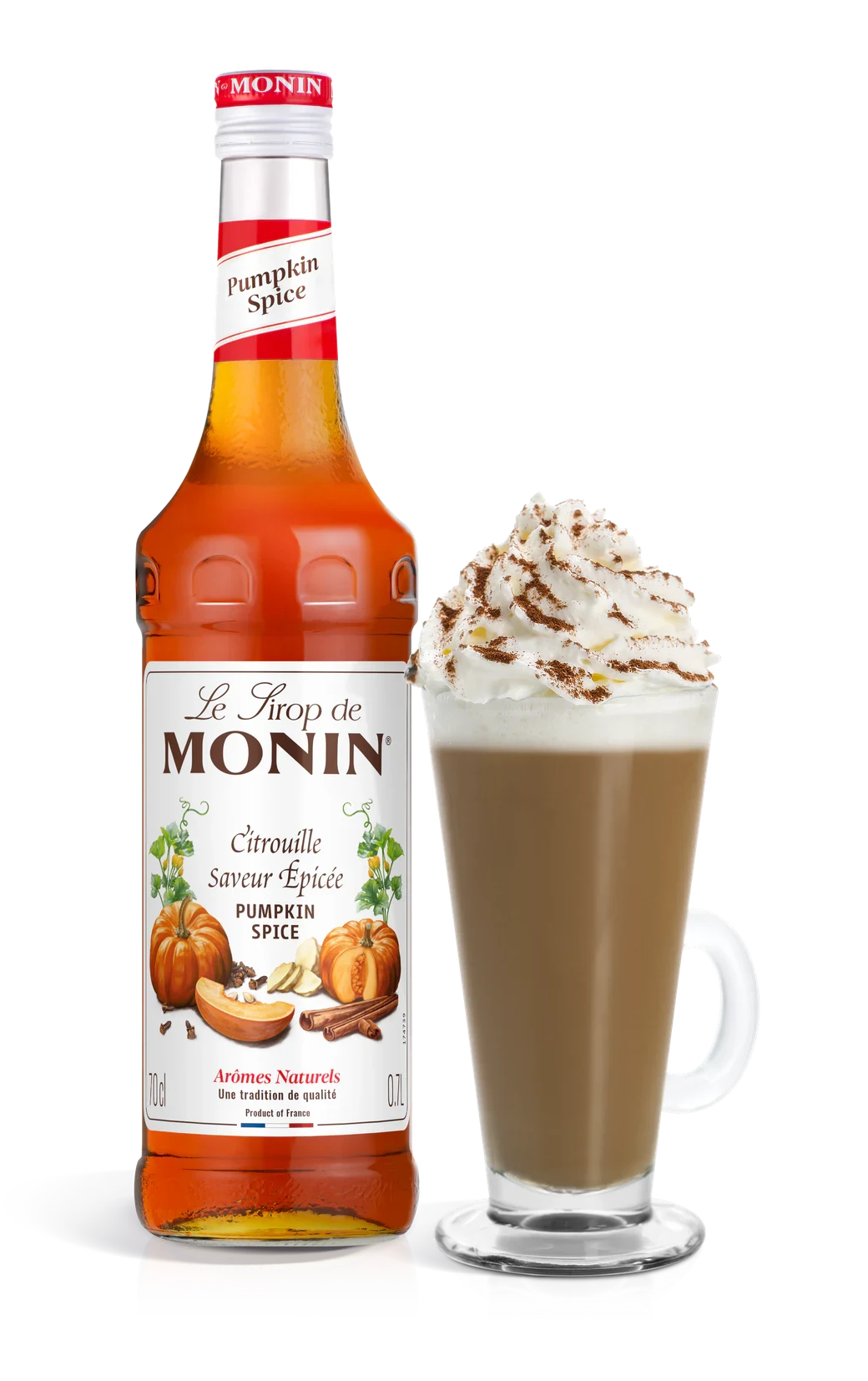 Monin sirup Dýně kořeněná 0,7 l – láhev s připraveným nápojem