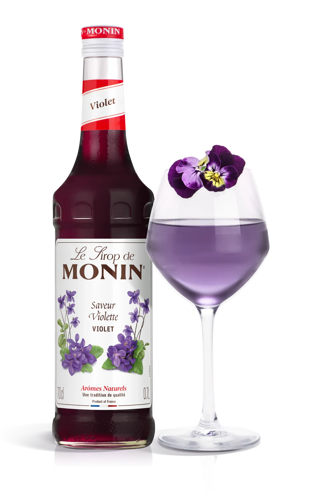 Monin sirup Fialka 0,7 l – láhev s připraveným nápojem