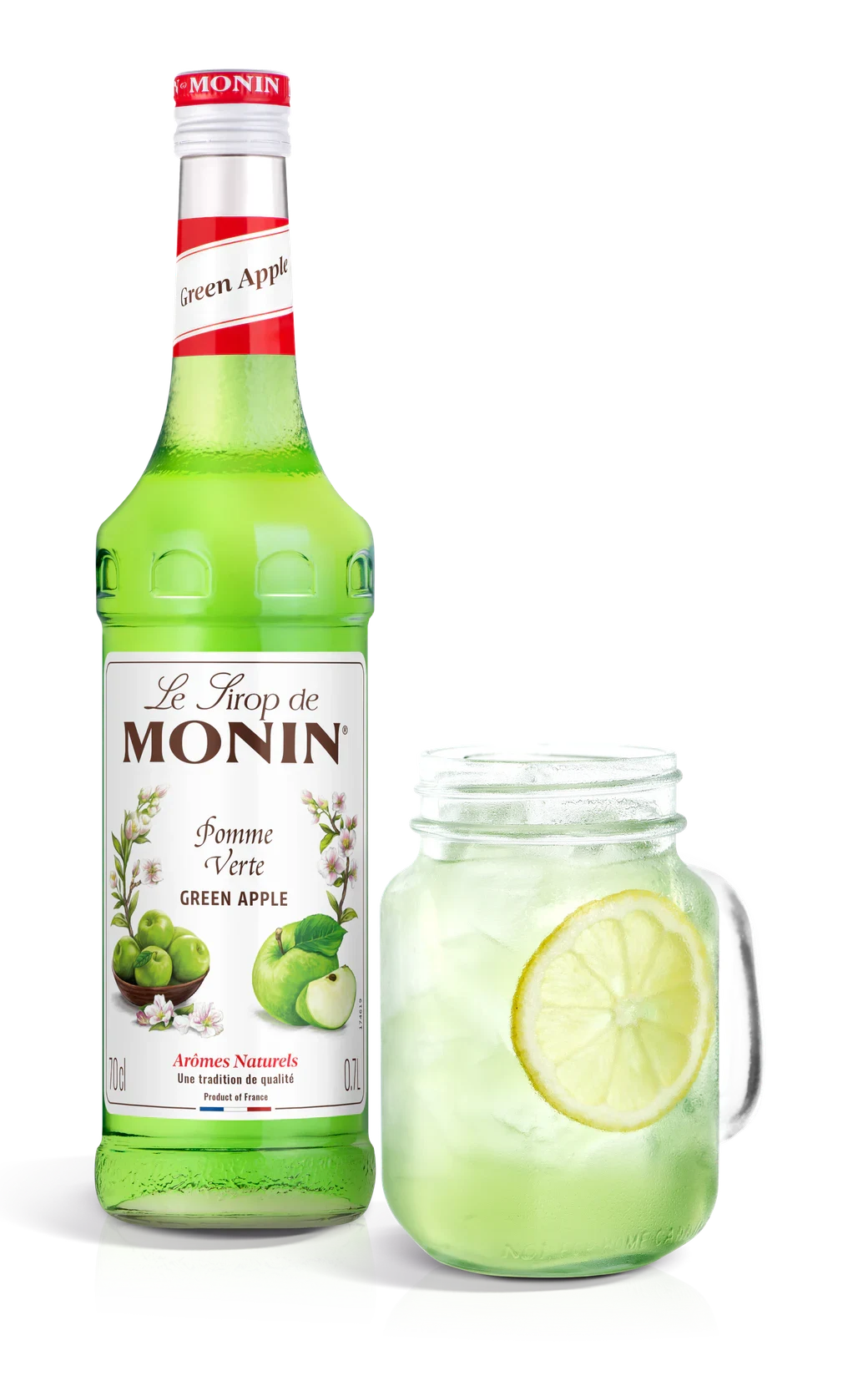 Monin sirup Jablko zelené 0,7 l – láhev s připraveným nápojem