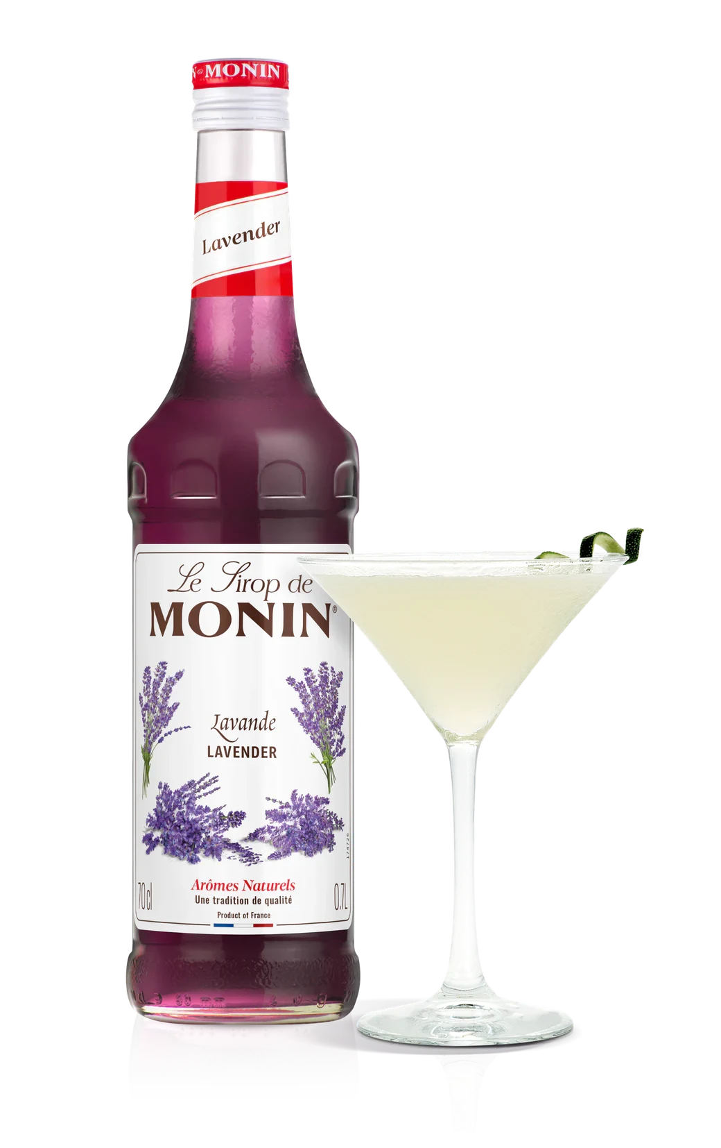 Monin sirup Levandule 0,7 l – láhev s připraveným nápojem