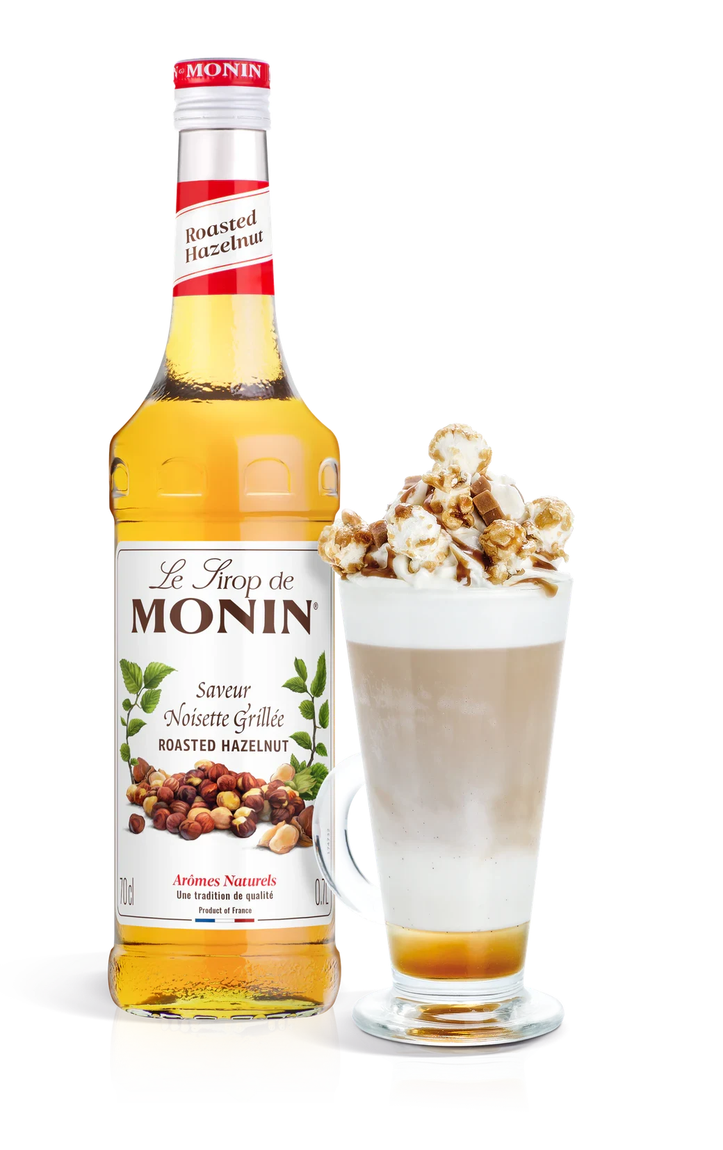 Monin sirup Lískový oříšek pražený 0,7 l – láhev s připraveným nápojem