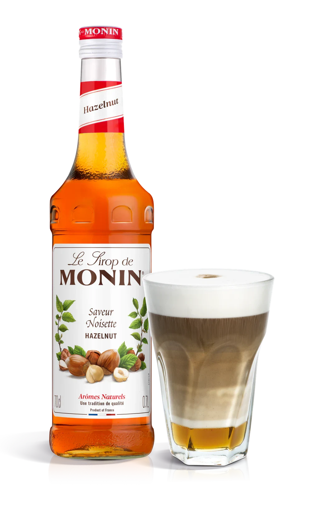 Monin sirup Lískový oříšek 0,7 l – láhev s připraveným nápojem
