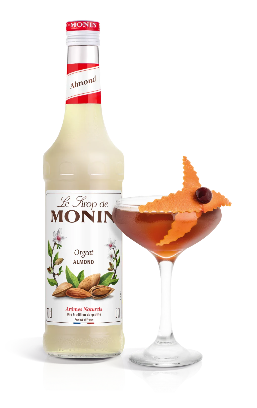 Monin sirup Mandle 0,7 l – láhev s připraveným nápojem