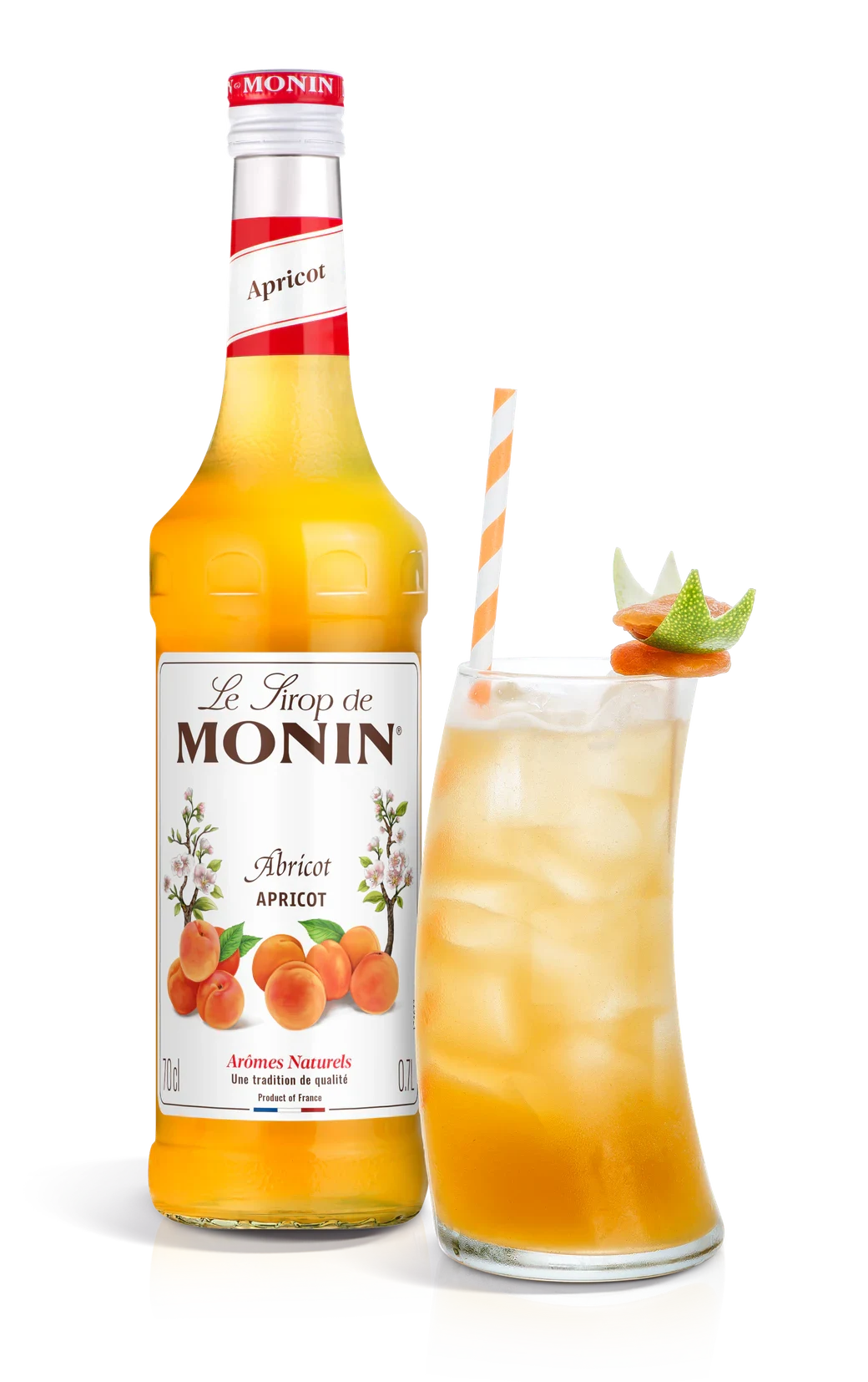 Monin sirup Meruňka 0,7 l – láhev s připraveným nápojem