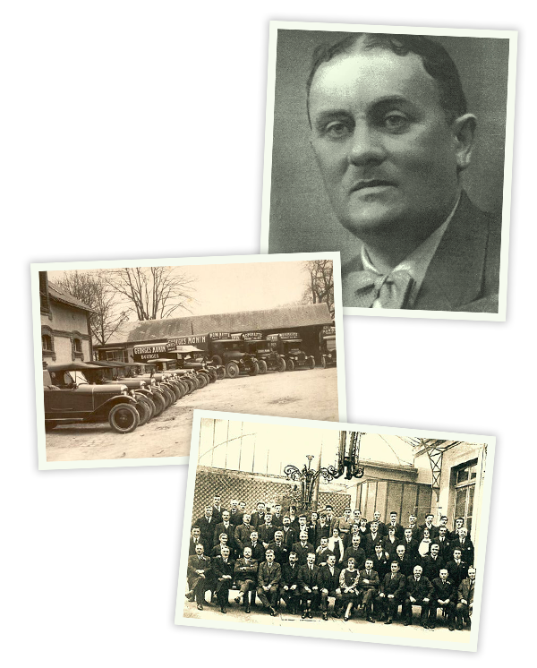 Georges Monin, historický vozový park a tým společnosti MONIN