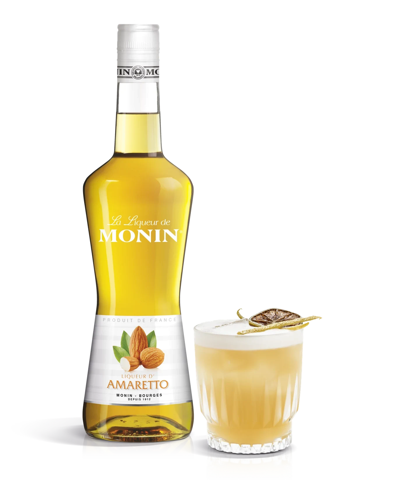 Monin likér Amaretto 28% – produkt s připraveným nápojem