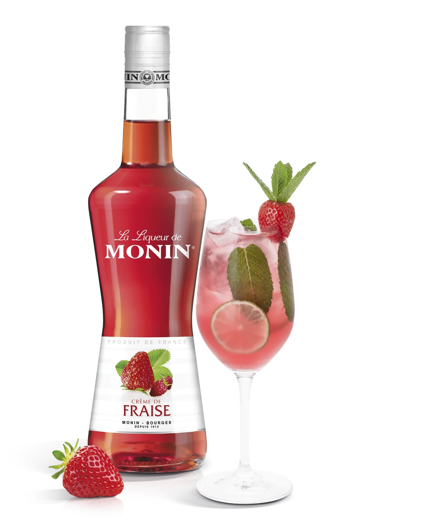Monin likér Jahoda 18% – produkt s připraveným nápojem