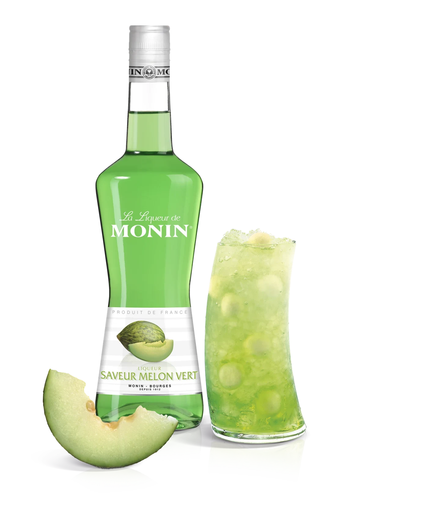 Monin likér Meloun zelený 20% – produkt s připraveným nápojem