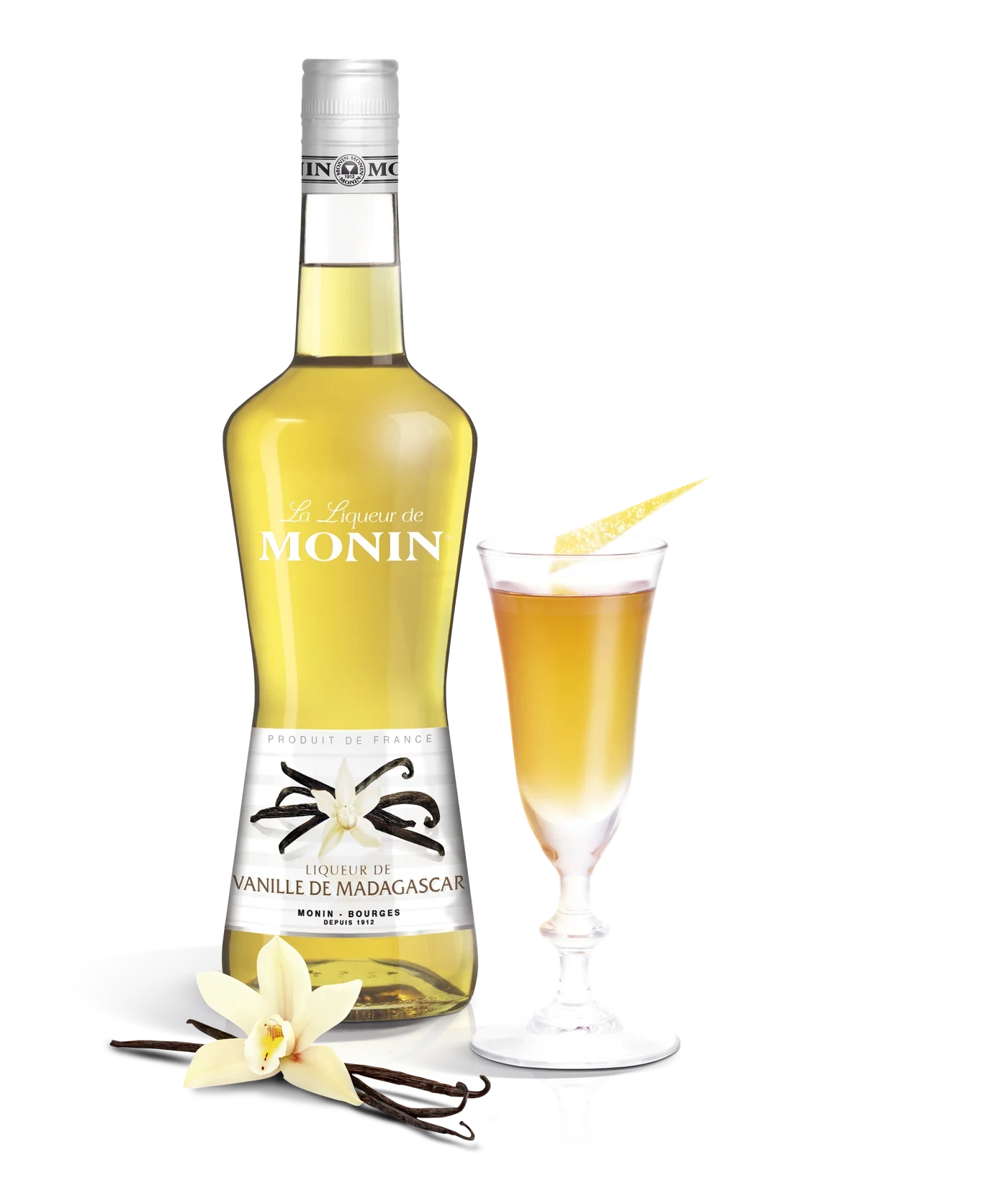 Monin likér Vanilka 20% – produkt s připraveným nápojem