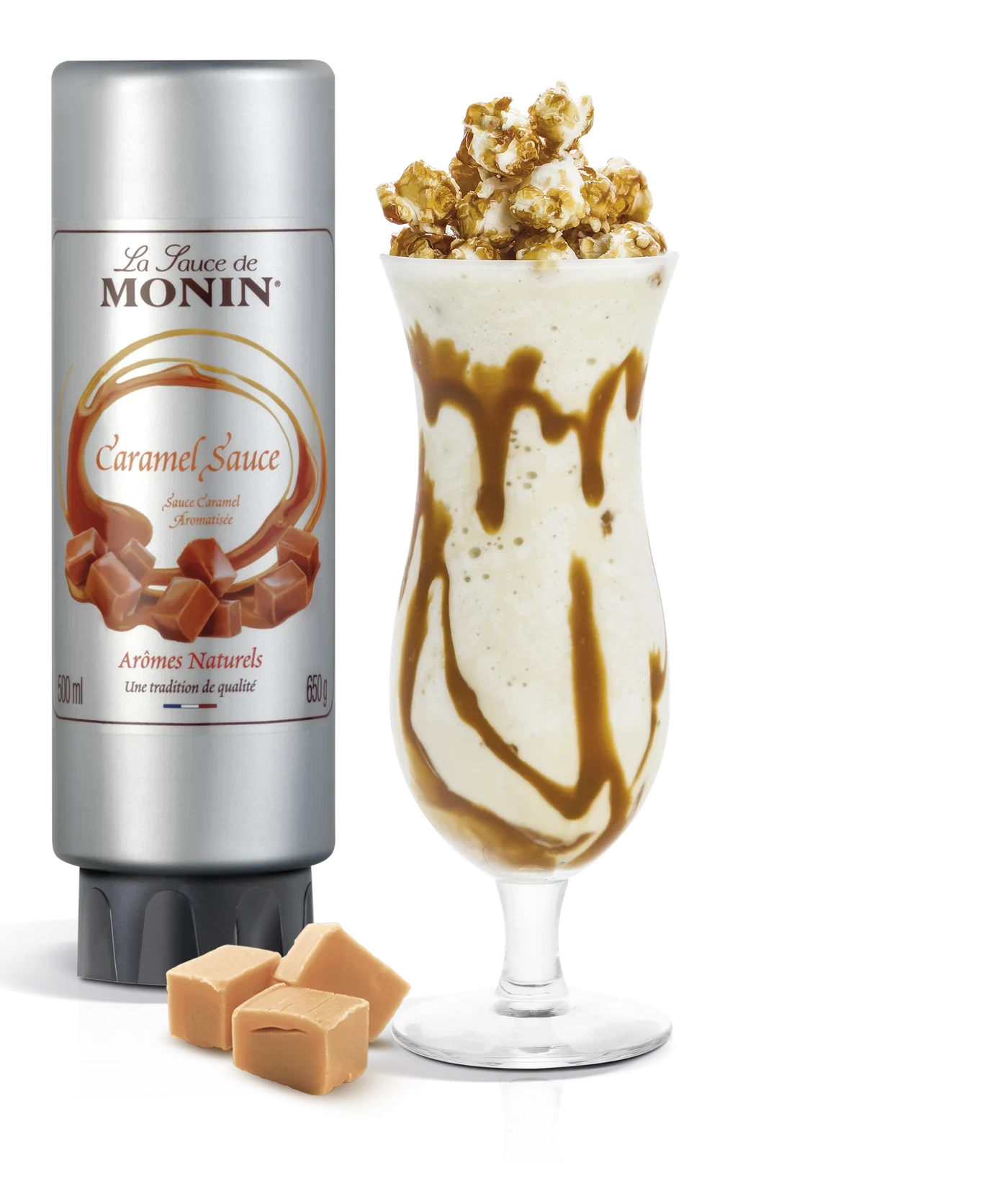 Monin poleva Karamel 0,5 l – produkt s připraveným nápojem