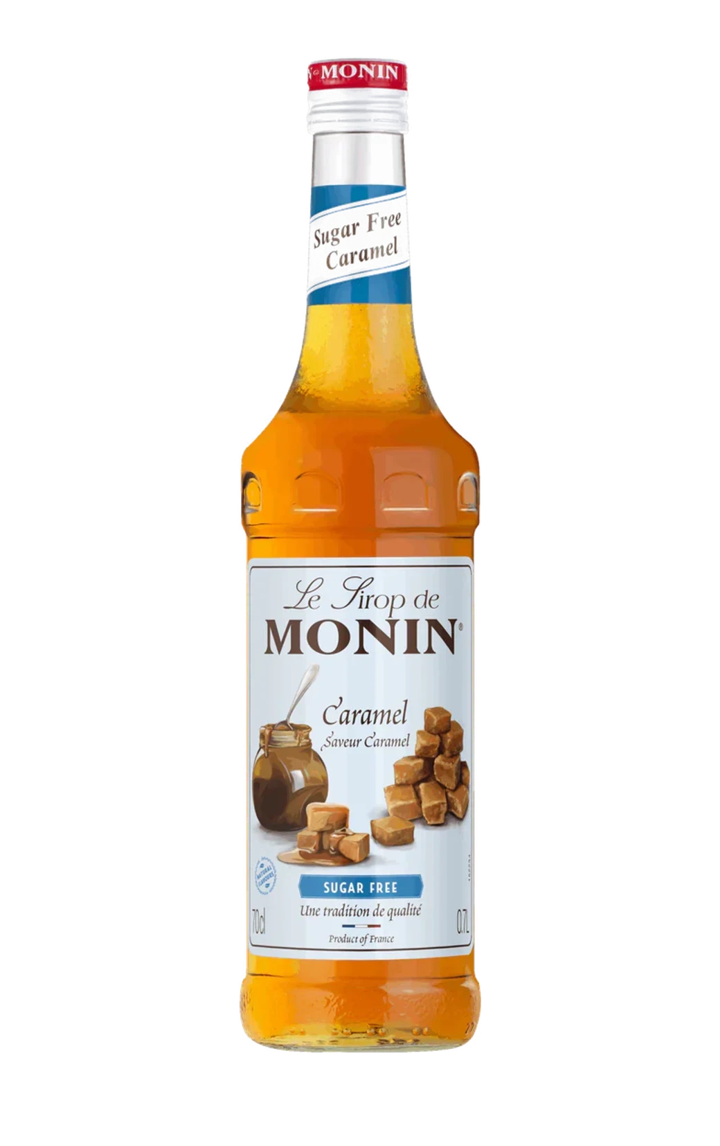 Monin sirup s náhradním sladidlem Karamel 0,7 l – láhev sirupu