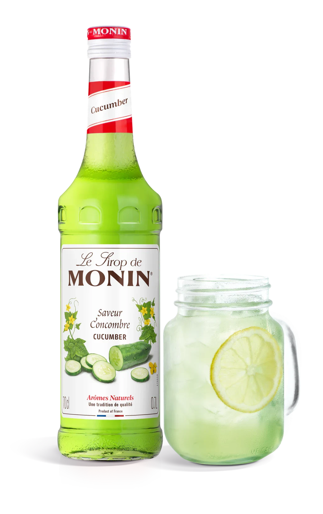 Monin sirup Okurka 0,7 l – láhev s připraveným nápojem
