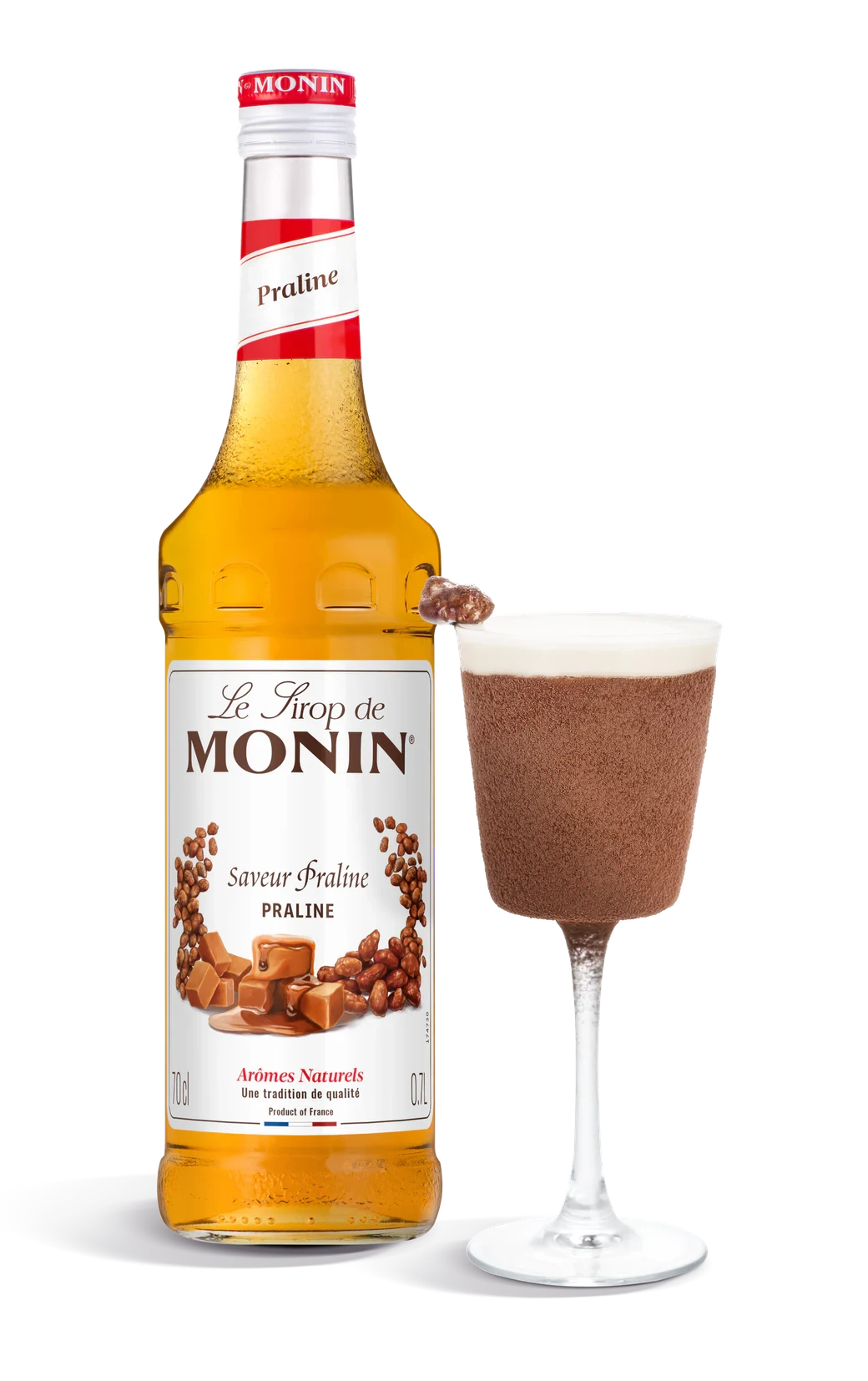 Monin sirup Pralinka 0,7 l – láhev s připraveným nápojem