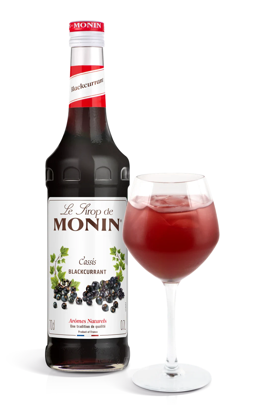 Monin sirup Rybíz černý 0,7 l – láhev s připraveným nápojem