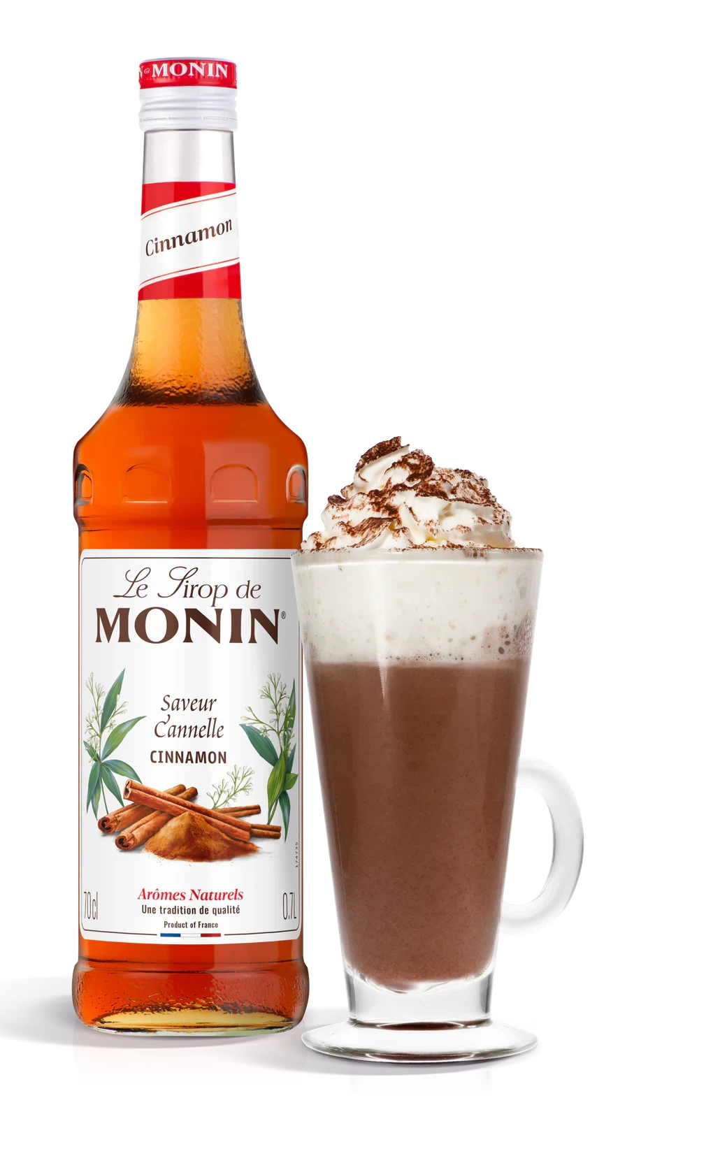 Monin sirup Skořice 0,7 l – láhev s připraveným nápojem