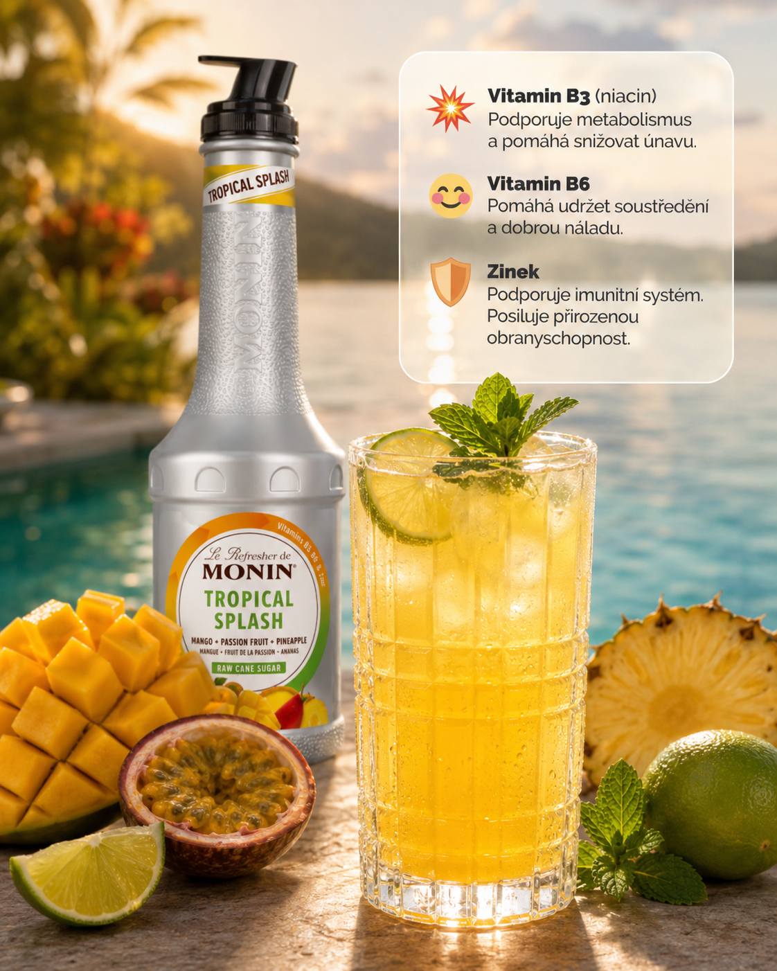 MONIN Refresher TRopical SPlash vitaminy4