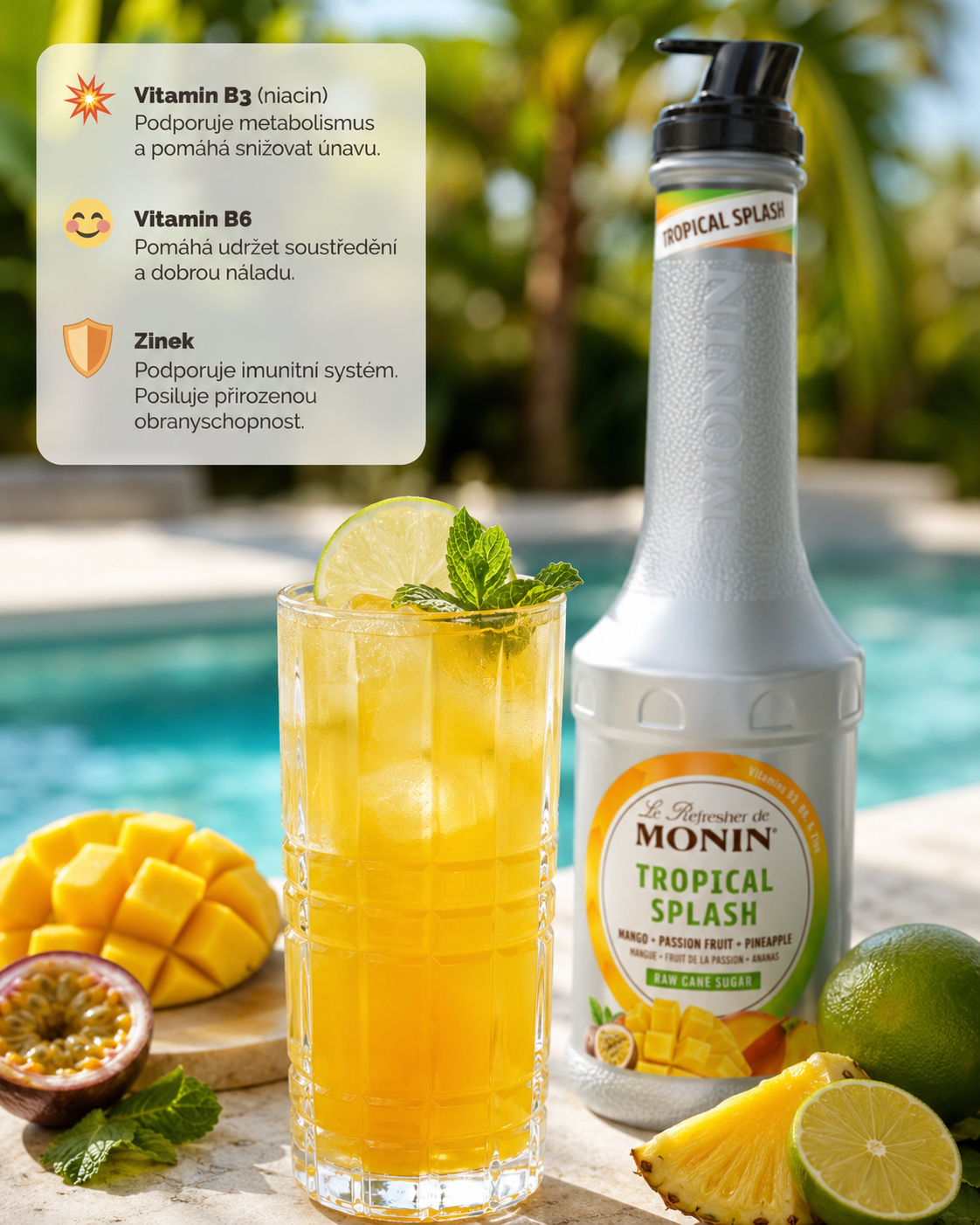 MONIN Refresher Tropical Splash Vitaminy 4
